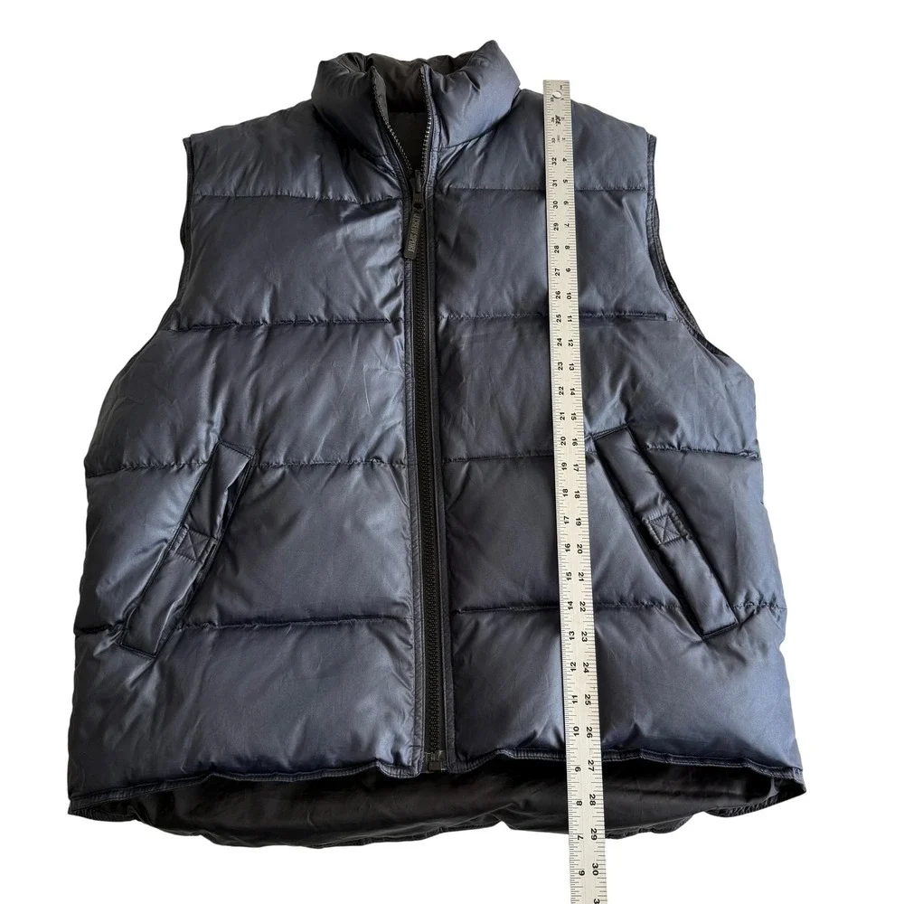 J‎ Crew Sport Goose Down Reversible Shadow Spellout Black Navy Puffer Vest L